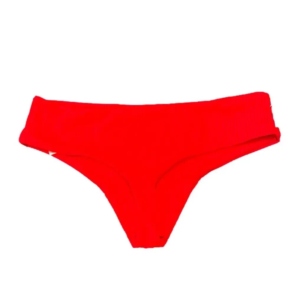 Mara Hoffman Nora Hipster Ribbed Bikini Bottoms - Red Size L